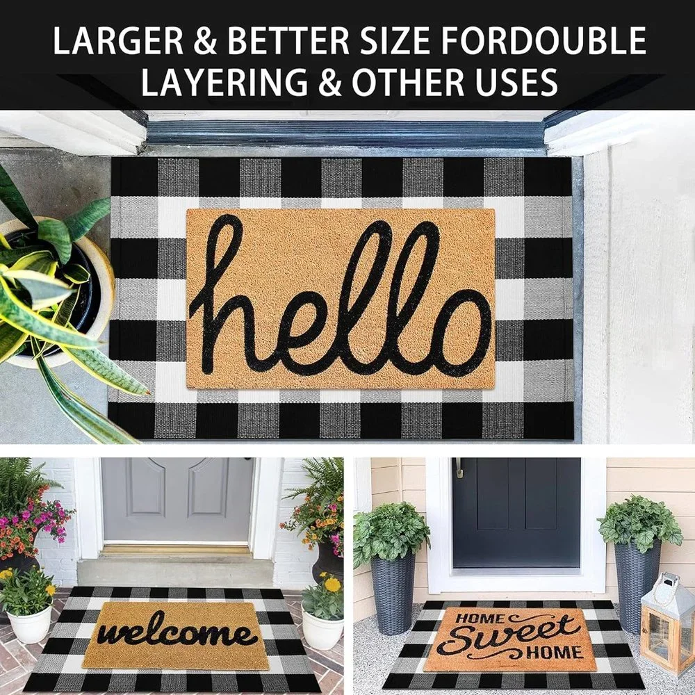 Buffalo Plaid Area Rugs‎ 27.5x4.3 Inches Black and White Checkered Rug Washable